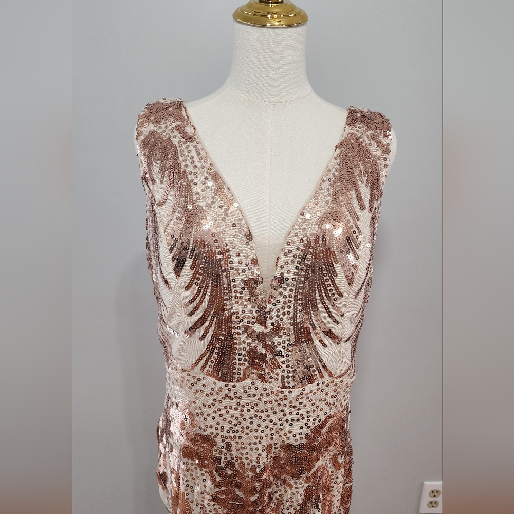 Sleeveless Mermaid Sequin Maxi Dress V-Neck Party Wedding Size XXL - Picture 5 of 6
